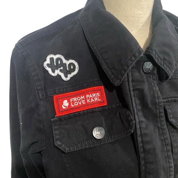 Karl Lagerfeld Women’s Logo Patch Utility Jacket Black Size Medium - Picture 6 of 14